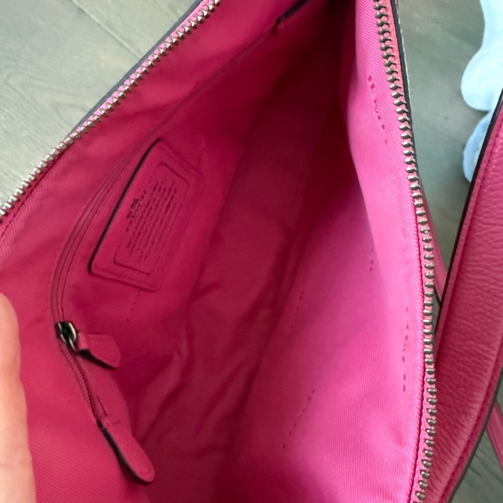 LIKE NEW Coach Chelsea Floral Dark Pink Leather Bag w/Matching Accordion Wallet - Picture 7 of 9